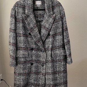 ISABEL MARANT EBRA DOUBLE BREASTED  CHECKED TWEED COAT SIZE L 10 FR42